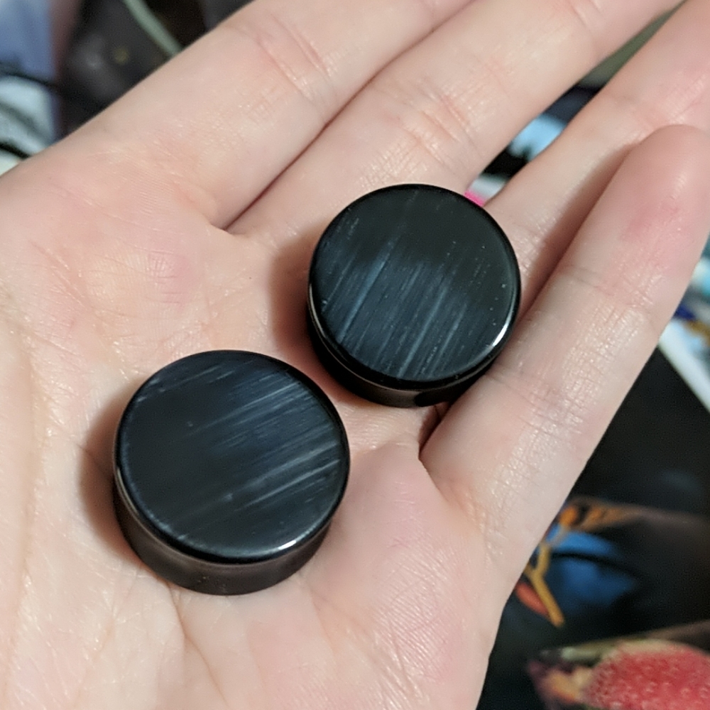 🌛 Black Cats Eye stone gauges 7/8"